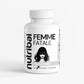 Nutritional supplement bottle labeled 'Femme Fatale' by Nutribal on a white background