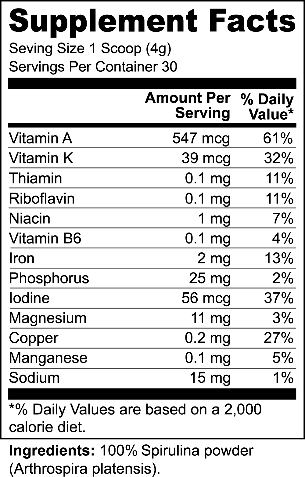 Nutribal® SPIRULINA 100% Organic Powder